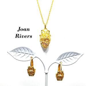 Joan Rivers Fabergé Inspired Necklace Earrings Set, Egg Pendant Earrings, 1990s